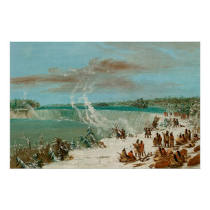 Portage um die Fälle von Niagara am Poster