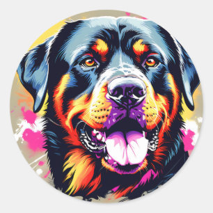 Portait Dog Rottweiler Runder Aufkleber