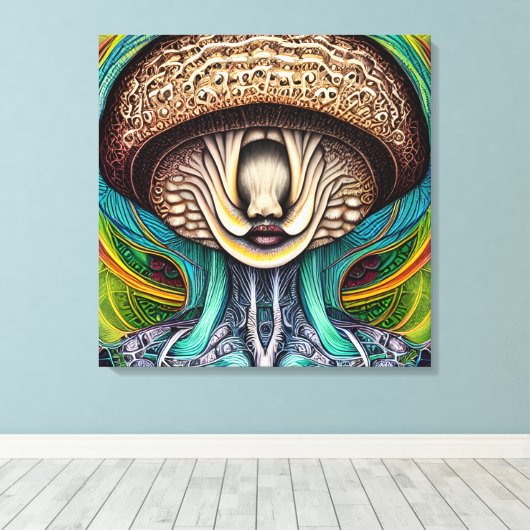 Portait eines Pilzes mit menschlichen Merkmalen Leinwanddruck (Insitu (Holzboden))