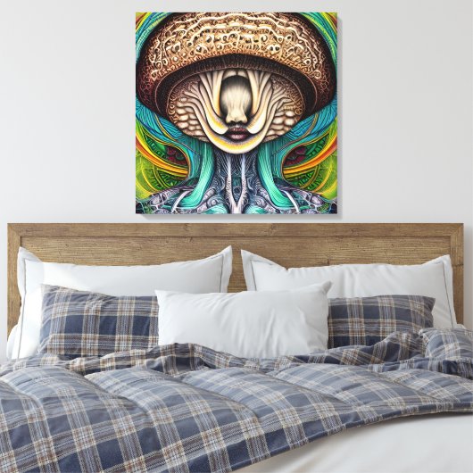 Portait eines Pilzes mit menschlichen Merkmalen Leinwanddruck (Insitu (Schlafzimmer))