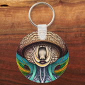 Portait eines Pilzes mit menschlichen Merkmalen Schlüsselanhänger (Rückseite)