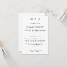 Portait Wedding Details Card