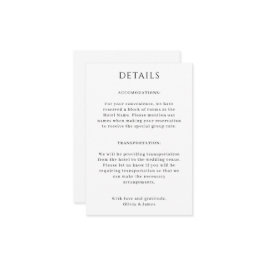 Portait Wedding Details Card Einladung
