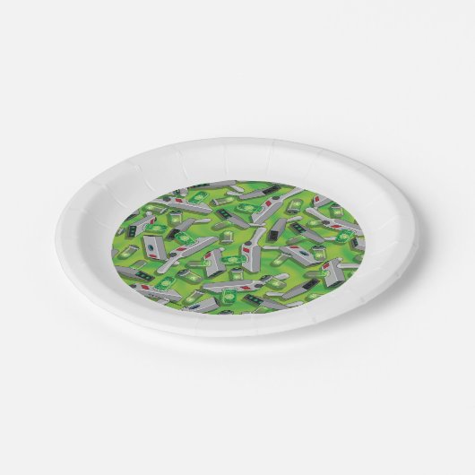 Portal Gun Pattern Pappteller (Schrägansicht)