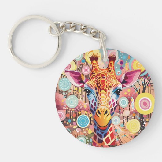 Porte-Clés en Plexiglas – Girafe Psychédélique Schlüsselanhänger (Vorderseite)