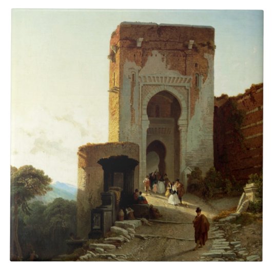 Porte de Justice, Alhambra, Granada (Öl auf Fliese (Vorderseite)
