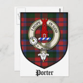Porter Clan Wappen Abzeichen Tartan Postkarte (Vorne/Hinten)