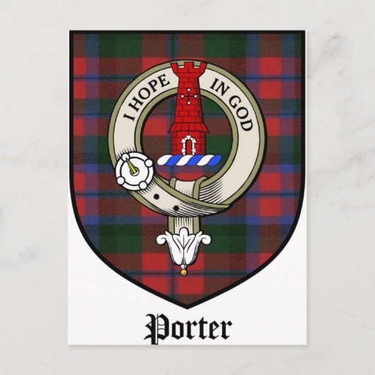 Porter Clan Wappen Abzeichen Tartan Postkarte (Vorderseite)