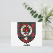 Porter Clan Wappen Abzeichen Tartan Postkarte (Stehend Vorderseite)