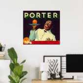 Porter Orange LabelPorterville, CA Poster (Heimbüro)