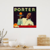 Porter Orange LabelPorterville, CA Poster (Küche)