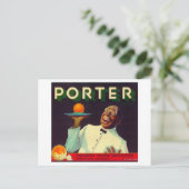 Porter Orange LabelPorterville, CA Postkarte (Stehend Vorderseite)