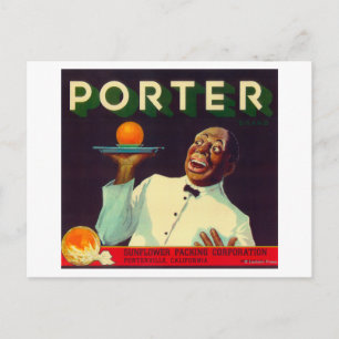 Porter Orange LabelPorterville, CA Postkarte