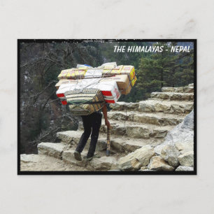 Porter with Load, Himalayas trail - Nepal Postcard Postkarte
