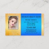 Portfolio Beauty Salon Blue Gold Visitenkarte (Rückseite)
