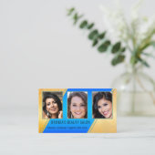 Portfolio Beauty Salon Blue Gold Visitenkarte (Stehend Vorderseite)