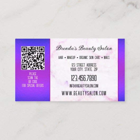 Portfolio Blue Lila Beauty Beruflich Visitenkarte (Rückseite)
