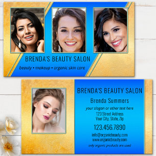 Portfolio-Frisiersalon Blau Gold Visitenkarte