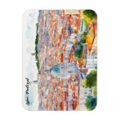 Portgual Watercolor Panoramablick auf Lissabon Magnet (Vertikal)
