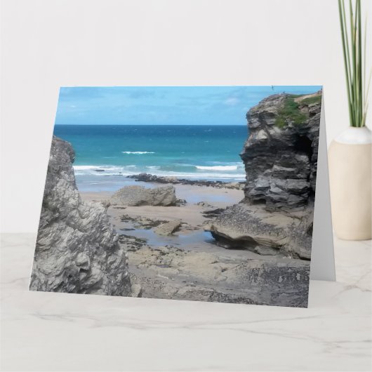 Porth Beach Newquay Cornwall Foto Karte (Vorderseite)