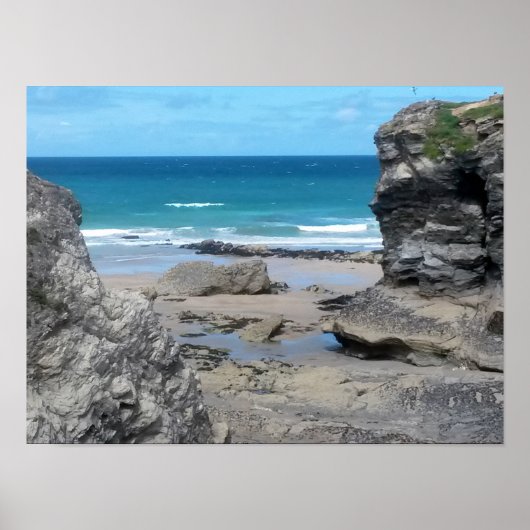 Porth Beach Newquay Cornwall Foto Poster (Vorne)