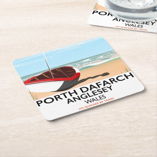 Porth Dafarch, Anglesey Vintage Reiseplakat Rechteckiger Pappuntersetzer (angewinkelt)