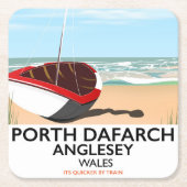 Porth Dafarch, Anglesey Vintage Reiseplakat Rechteckiger Pappuntersetzer (Vorderseite)
