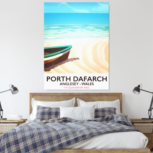 Porth Dafarch, Anglesey Welsh Beach Poster Leinwanddruck (Insitu (Schlafzimmer))