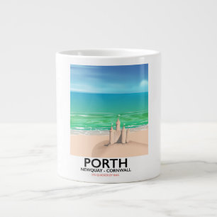 Porth Newquay Sandburg Reise Druck Jumbo-Tasse