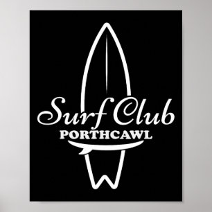 Porthcawl, Surf Club Retro-Surfbrett-Grafik Poster