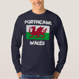Porthcawl, Wales mit walisischer Flagge T-Shirt