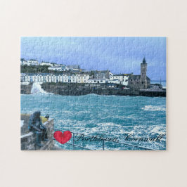 Porthleven Uhrturm + Gewartet für Fischskulpturen Puzzle