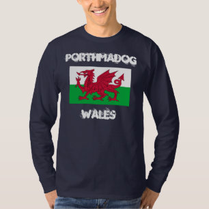 Porthmadog, Wales mit walisischer Flagge T-Shirt
