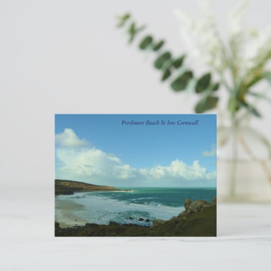 Porthmeor Beach St Ives Cornwall England Postkarte (Stehend Vorderseite)