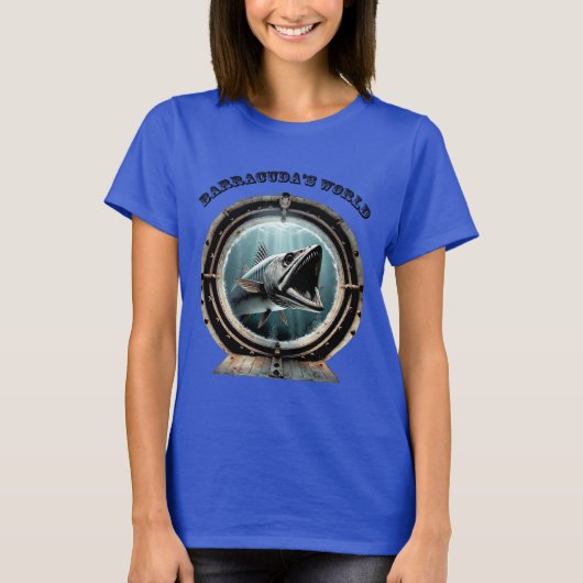 Porthole Aussicht auf einen Barracuda Fisch Unterw T-Shirt (Vorderseite)