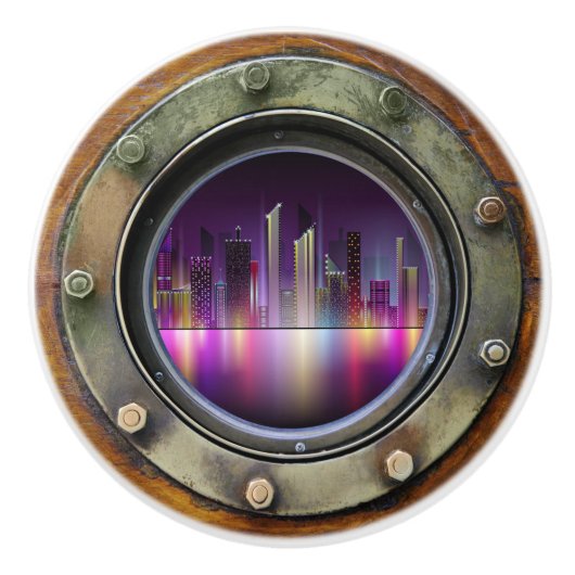 Porthole Scene Drawer Knobs Keramikknauf (Vorderseite)