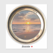porthole with sunset aufkleber (Blatt)