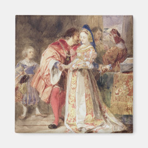 Portia und Bassanio, c.1826 (w/c, braun, rosa, Magnet