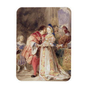 Portia und Bassanio, c.1826 (w/c, braune Tinte, Magnet