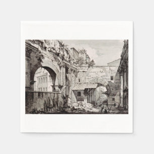 Portikus der Oktavia Rom Schwarz-Weiß-Kunst Serviette