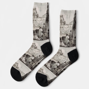 Portikus der Oktavia Rom Schwarz-Weiß-Kunst Socken