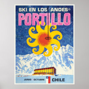 Portillo,Chile,Vintage Ski Poster