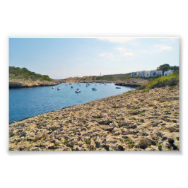 Portinatx Ibiza Coastal Bay with Boats Fotodruck