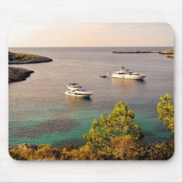 Portinatx Ibiza Coastal View with Luxury Yachts Mousepad