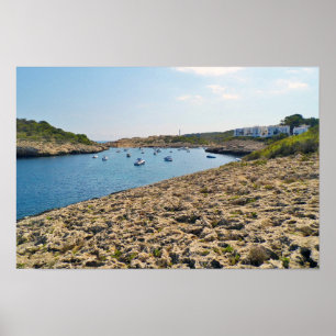 Portinatx Ibiza Küstenbucht mit Booten Poster