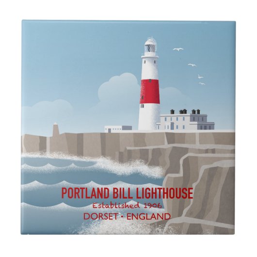 Portland Bill Leuchtturm Fliese (Vorderseite)