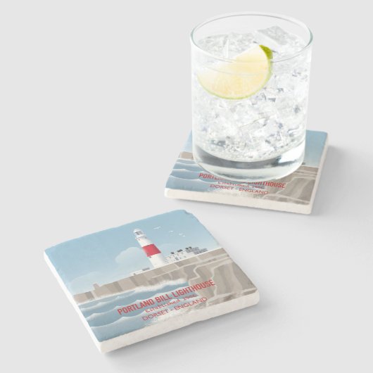 Portland Bill Lighthouse Steinuntersetzer (Seitenansicht)