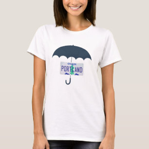 Portland Blaues Regenschirm Oregon Nummernschild T T-Shirt