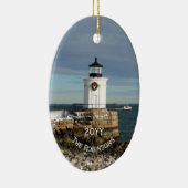 Portland Breakwater Lighthouse Christmas Keramik Ornament (Rechts)