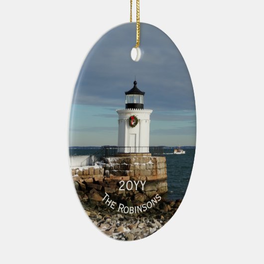 Portland Breakwater Lighthouse Christmas Keramik Ornament (Rechts)